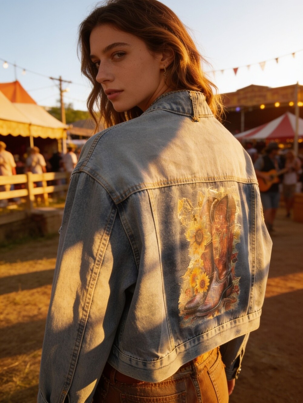 Studded Light Blue Denim Jacket with Zip-Accent Pockets